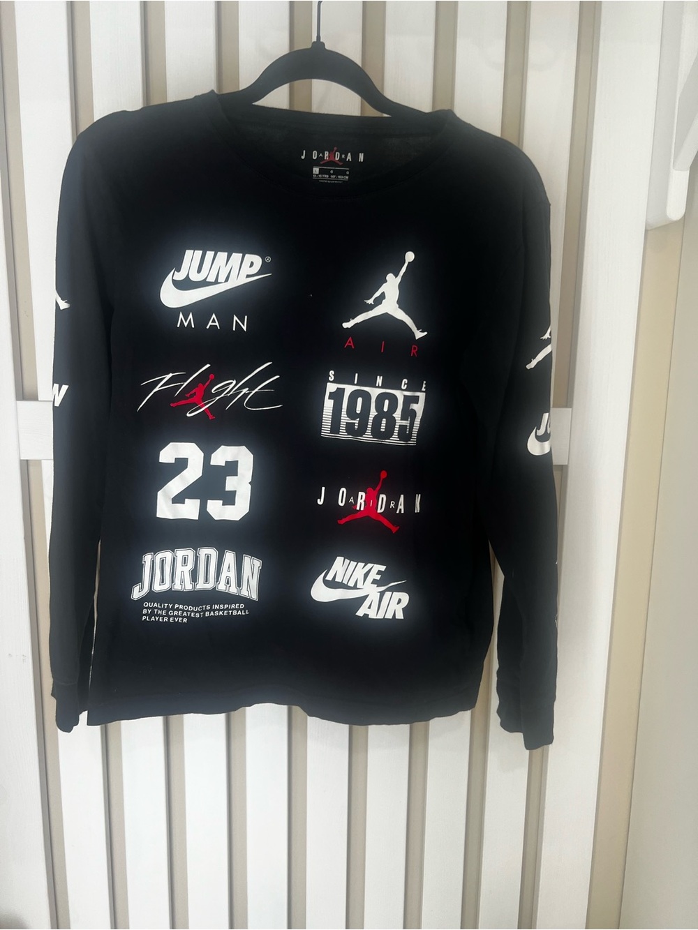 Jordan Black Crewneck Sweatshirt with White & Red Logo Graphics